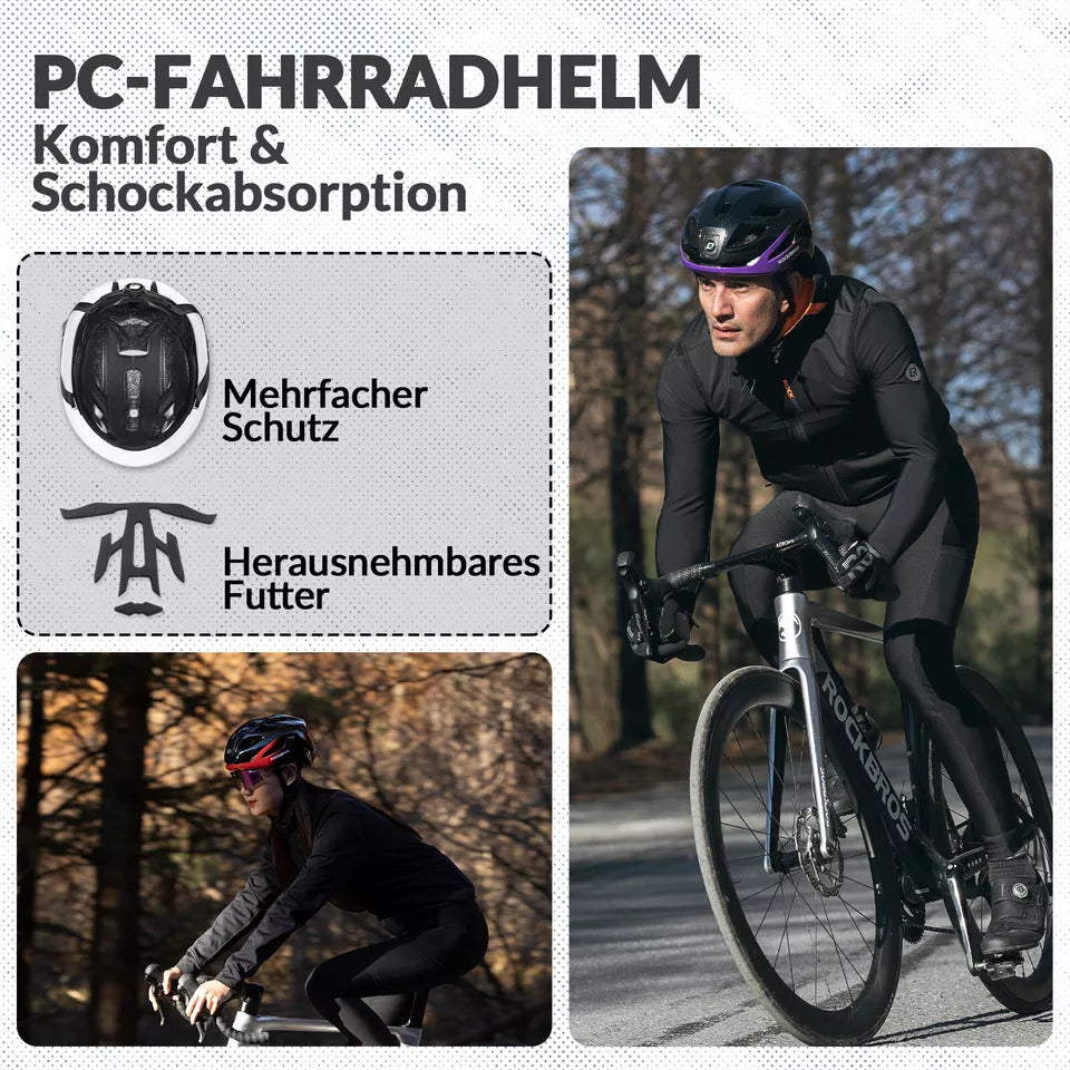 ROCKBROS cykelhjelm cykelhjelm med sikkerhedsadvarselslys beskyttelseshjelm 57-61 cm