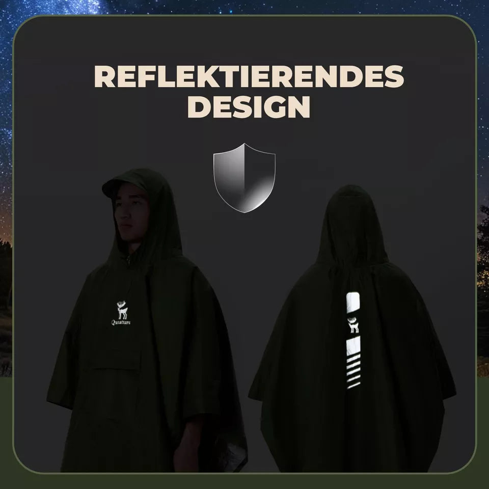 Qunature Outdoors Multifunktionel regn Poncho Cykelregn Cape Rain Poncho