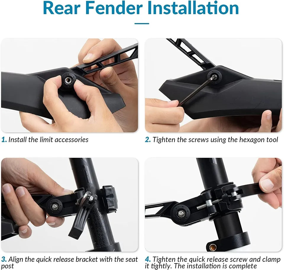 ROCKBROS cykelskærmsæt 24-29 tommer cykelskærm quick release MTB