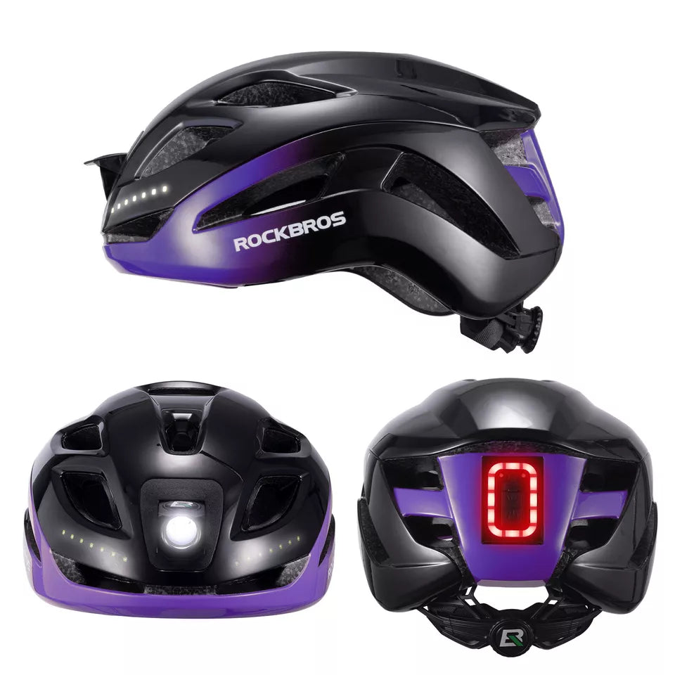 ROCKBROS cykelhjelm cykelhjelm med sikkerhedsadvarselslys beskyttelseshjelm 57-61 cm