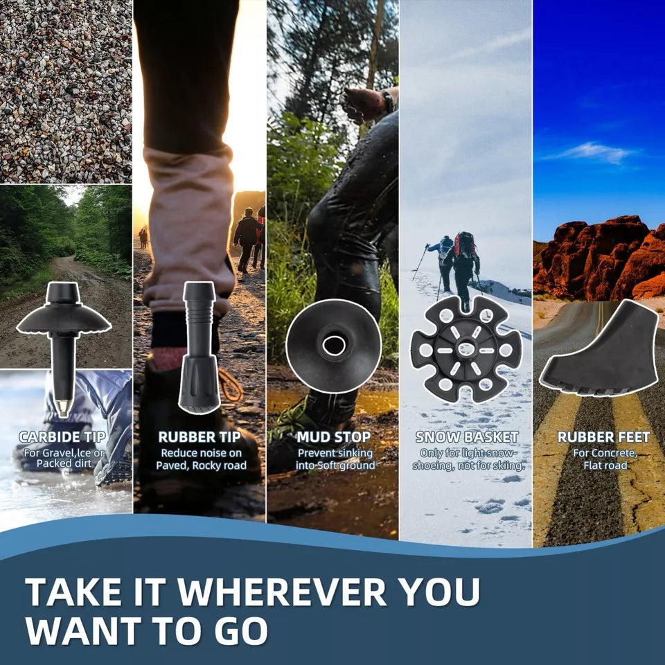 Qunature vandrestave vandrestave 7075 aluminium 130cm