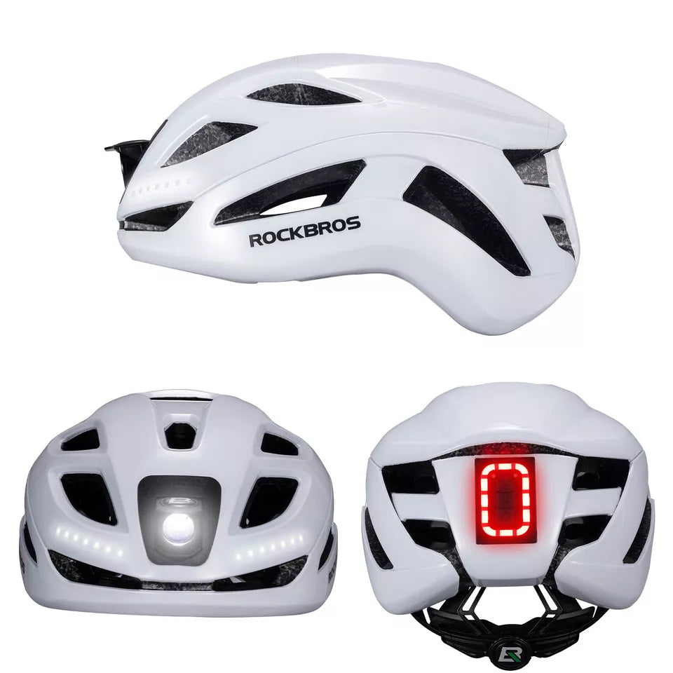 ROCKBROS cykelhjelm cykelhjelm med sikkerhedsadvarselslys beskyttelseshjelm 57-61 cm