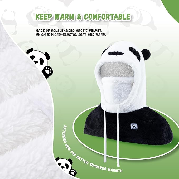 Qunature vinter balaclava skimaske til børn og forældre panda design helmasker balaclava til efterår og vinter udendørs aktiviteter såsom skiløb motorcykel cykling