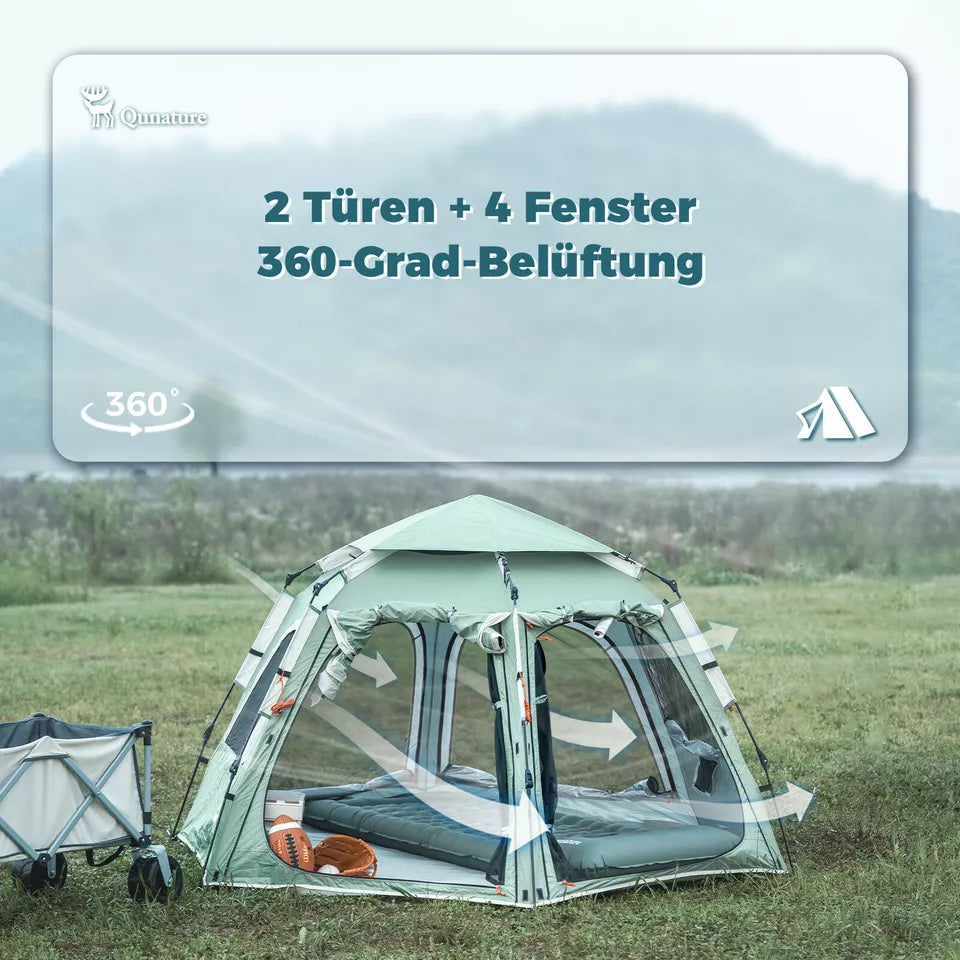 Qunature Campingtelt 2-4 Personer Pop-Up telt Kuppeltelt Campingtelt Vandtæt