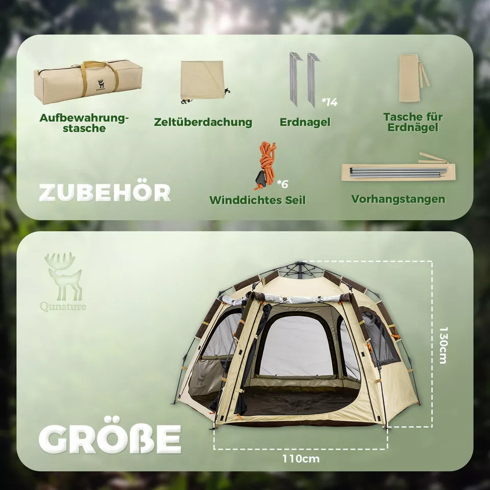 Qunature Campingtelt 2-4 Personer Pop-Up telt Kuppeltelt Campingtelt Vandtæt