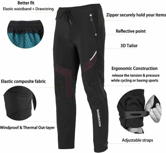 ROCKBROS Cykelbukser vindtætte lange bukser Sport størrelse M-4XL