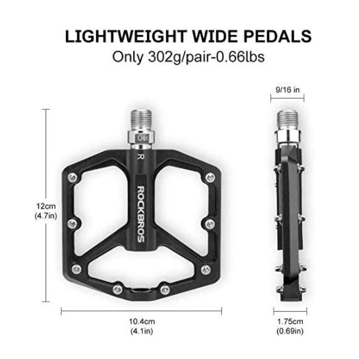 ROCKBROS Cykelpedaler Vejcykelpedaler Aluminium Platform Pedaler Ultralette Anti-Slip 9/16 tommer