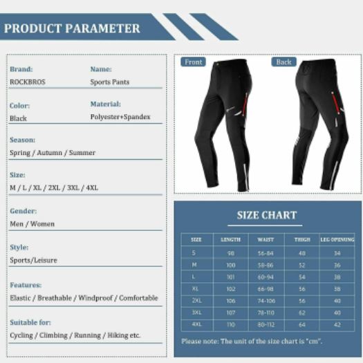 ROCKBROS cykelshorts lange bukser cykling mænd sport casual sort