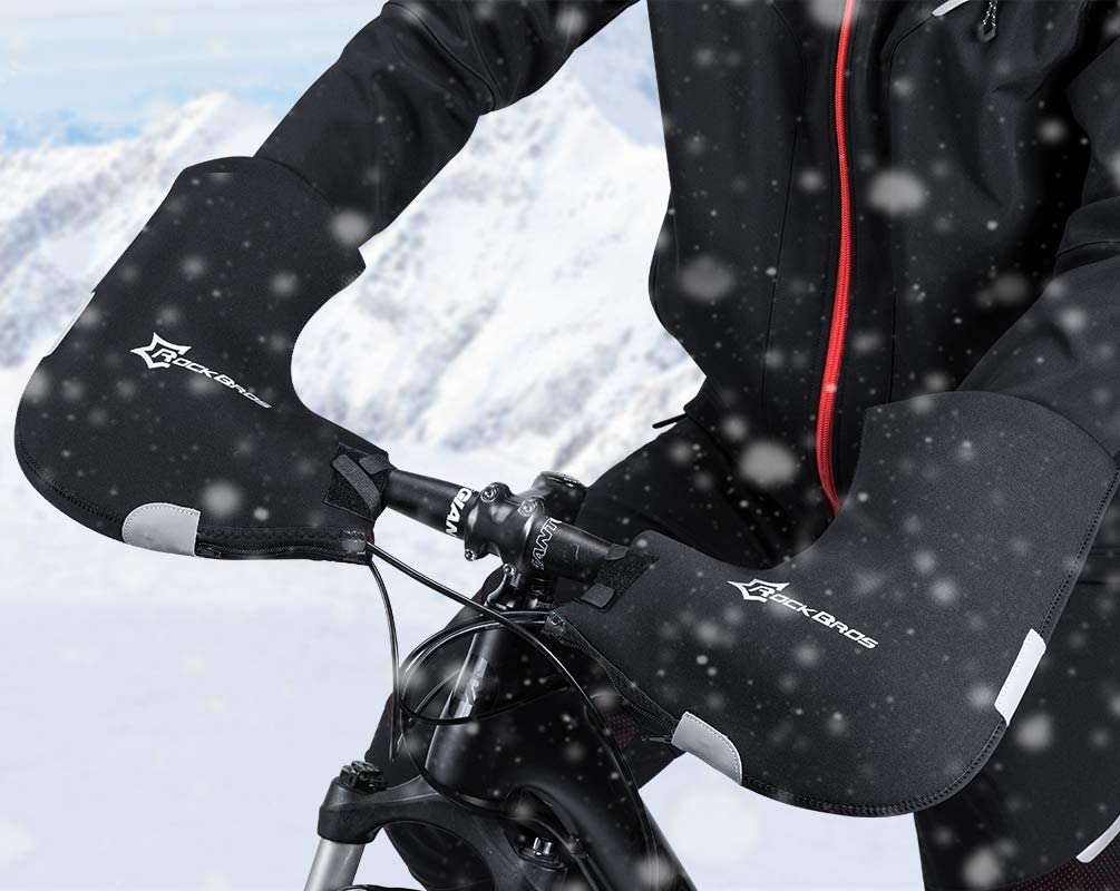ROCKBROS D16-B styrhandsker vinter termisk vindtætte styrmanchetter til cykel foret vandafvisende