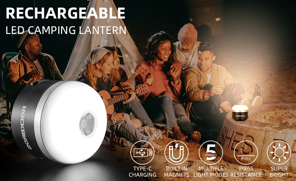 ROCKBROS Outdoor Camping Lanterne USB Lommelygter 600 Lumens IPX65 LED lys Genopladeligt batteri