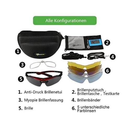 ROCKBROS 10001 Sportsbriller polariserede med 5 udskiftelige linser Cykelbriller