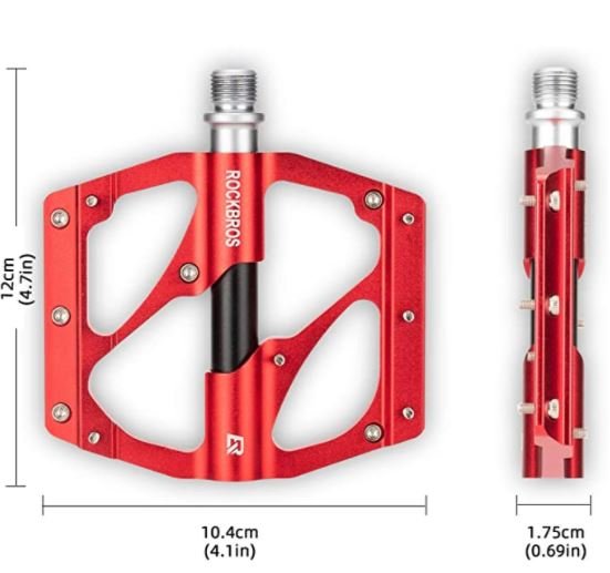 ROCKBROS 2020-12B Aluminium Cykelpedaler MTB 9/16 tommer Sort/Rød