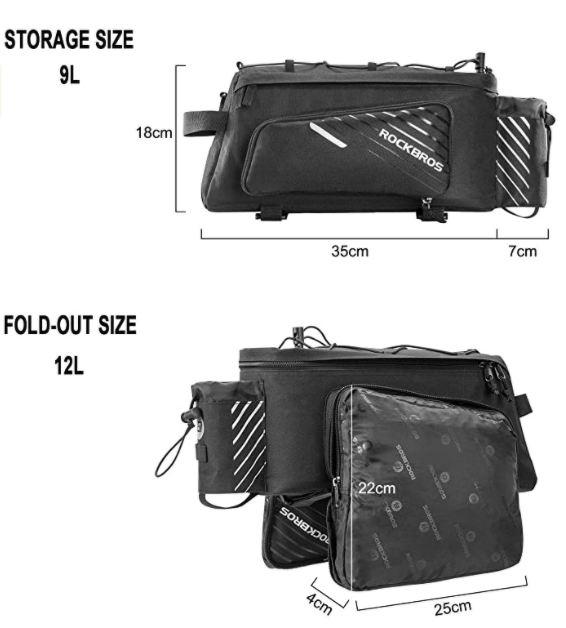 ROCKBROS A9-BK Cykel Taske Sort Sammenfoldelige Sidetasker 9-12L