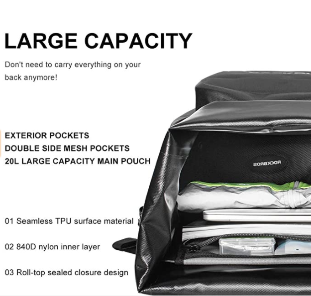 ROCKBROS AS-001-2 Cykelbagreol bag bag 100% vandtæt 20-27L