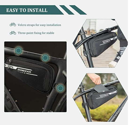 ROCKBROS B75 Cykelstel cykel Taske Trekant Taske 1.2L Sort