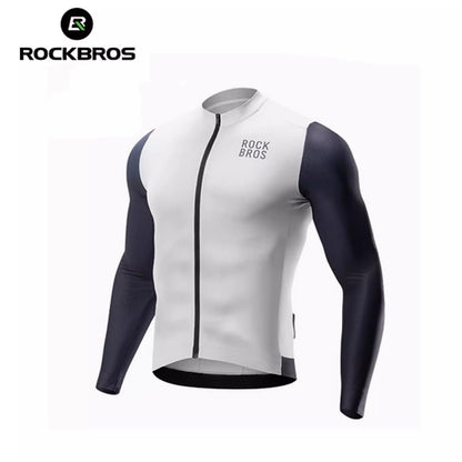 ROCKBROS langærmet cykeltrøje herre cykeltrøje Åndbar hurtigtørrende cykeltøj Lynlås med 3 lommer T-shirt til mænd landevejscykel MTB europæisk str.