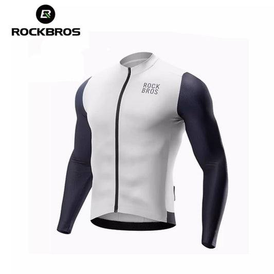 ROCKBROS langærmet cykeltrøje herre cykeltrøje Åndbar hurtigtørrende cykeltøj Lynlås med 3 lommer T-shirt til mænd landevejscykel MTB europæisk str.