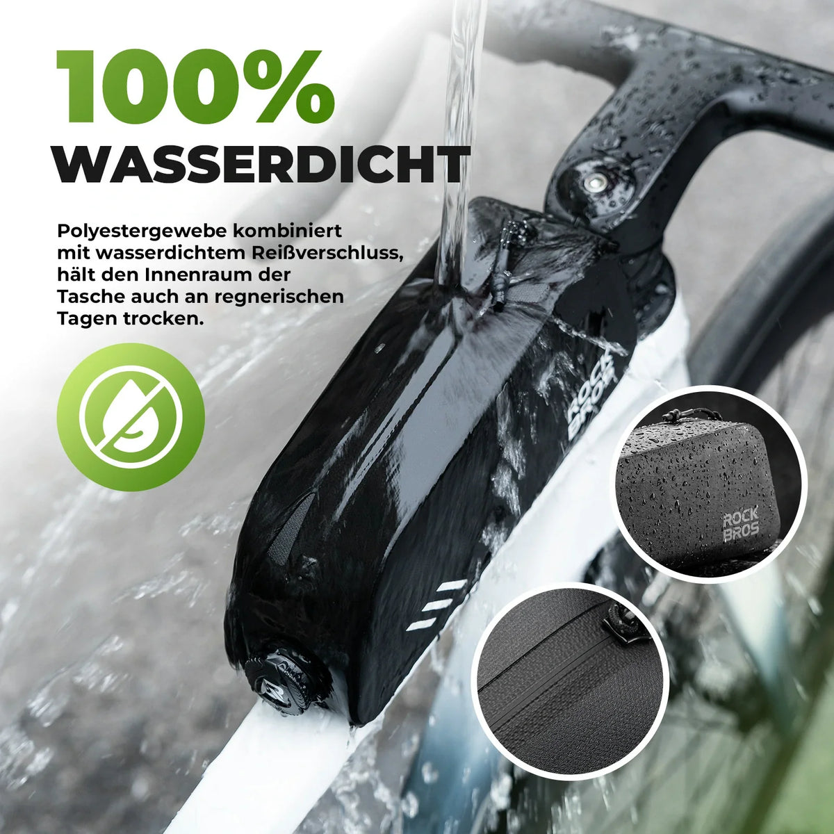 ROCKBROS 0,9L Cykel Overrørstaske Vandtæt Drejelås