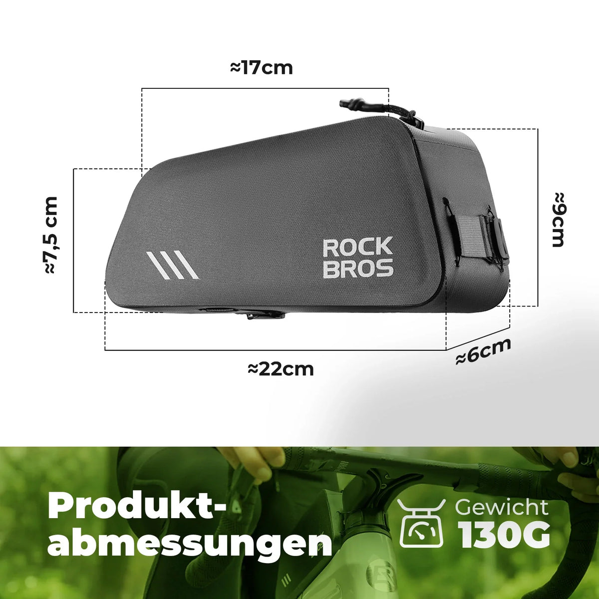 ROCKBROS 0,9L Cykel Overrørstaske Vandtæt Drejelås