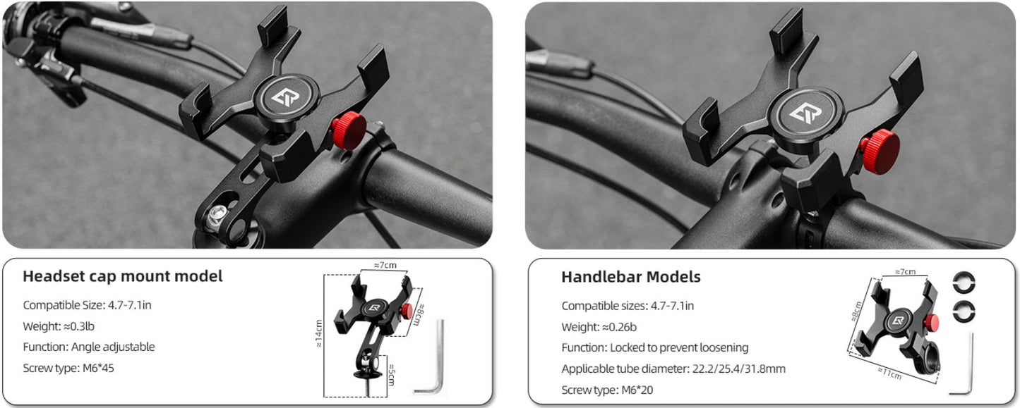 ROCKBROS cykel mobiltelefon holder styr telefon holder til smartphone 4,7-7,09 tommer