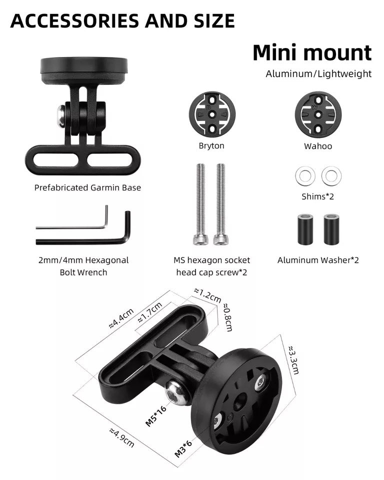 ROCKBROS cykelcomputerholder til Garmin Bryton Wahoo GPS styrholder aluminium