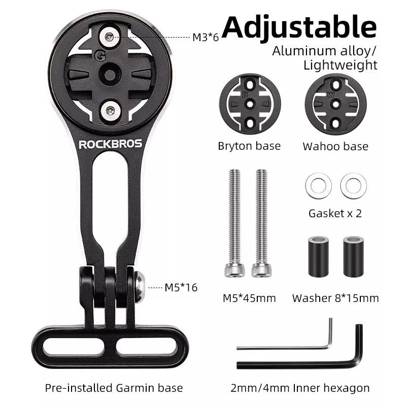 ROCKBROS cykelcomputerholder til Garmin Bryton Wahoo GPS styrholder aluminium