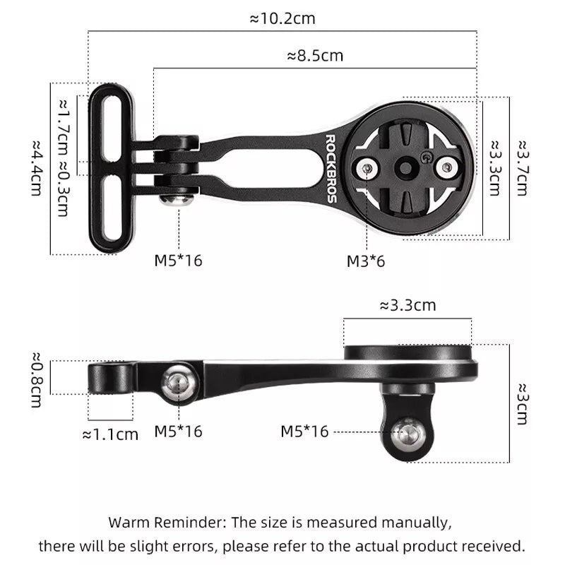 ROCKBROS cykelcomputerholder til Garmin Bryton Wahoo GPS styrholder aluminium