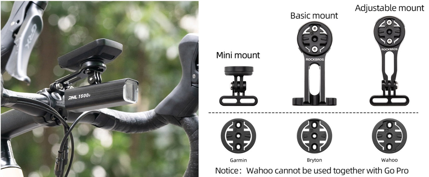 ROCKBROS cykelcomputerholder til Garmin Bryton Wahoo GPS styrholder aluminium