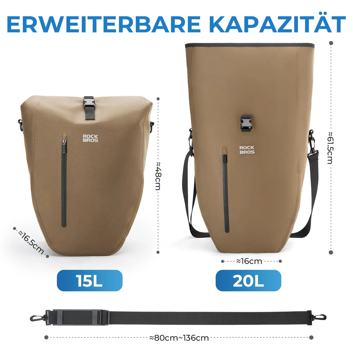 ROCKBROS 15L-20L Cykel bagagebærertaske 3-i-1
