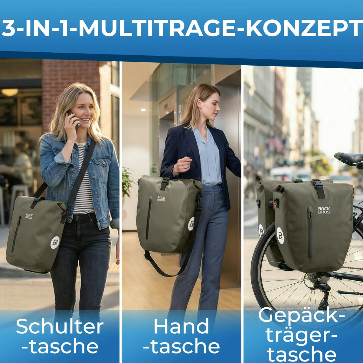 ROCKBROS 15L-20L Cykel bagagebærertaske 3-i-1