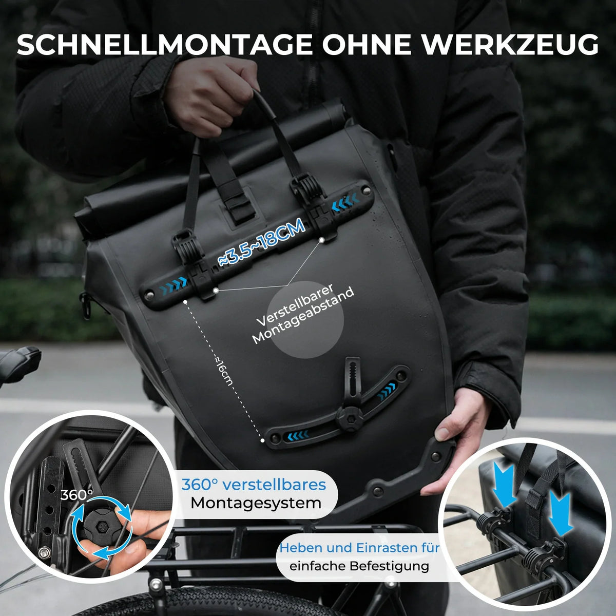 ROCKBROS 15L-20L Cykel bagagebærertaske 3-i-1