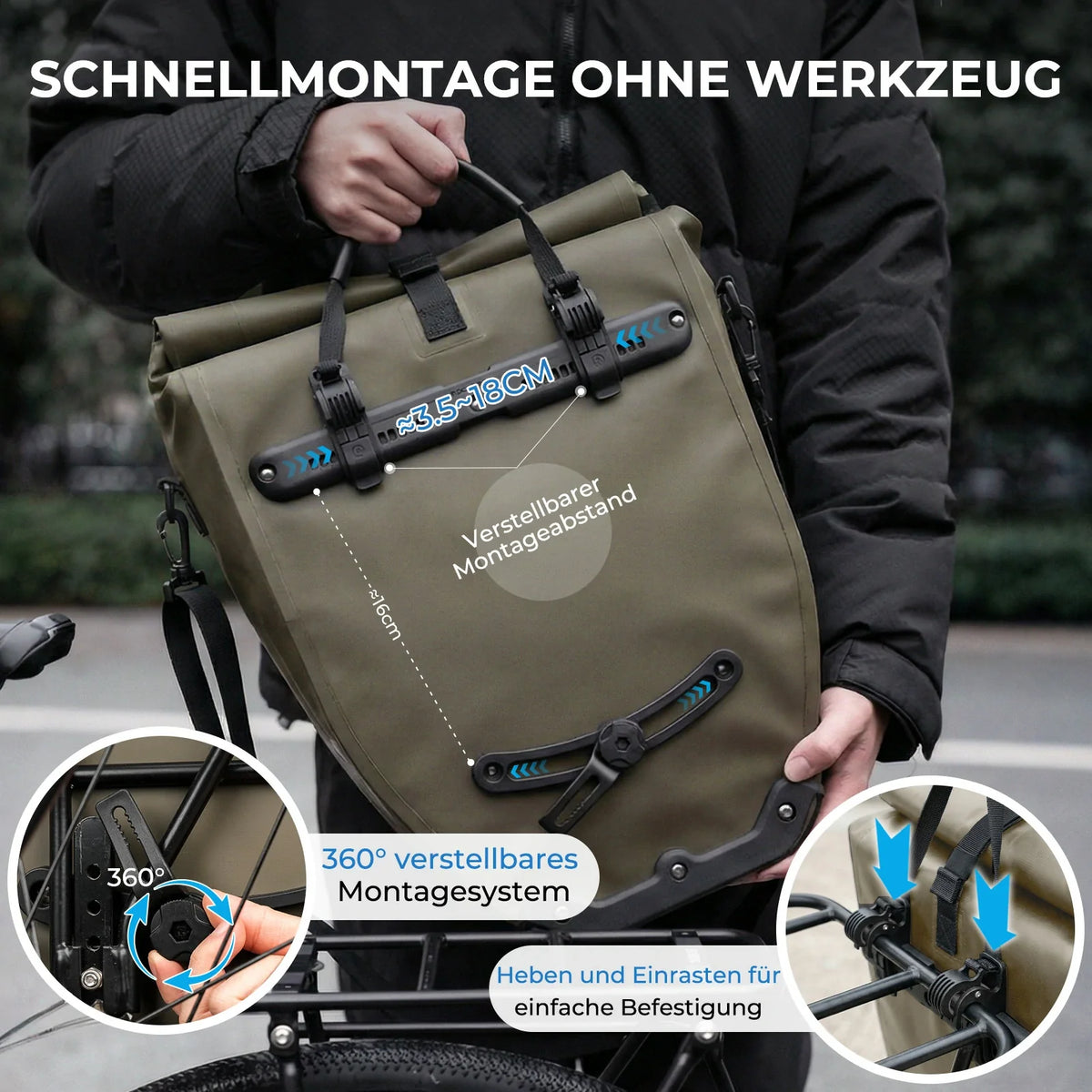 ROCKBROS 15L-20L Cykel bagagebærertaske 3-i-1