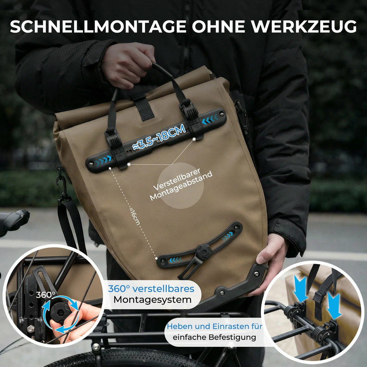 ROCKBROS 15L-20L Cykel bagagebærertaske 3-i-1