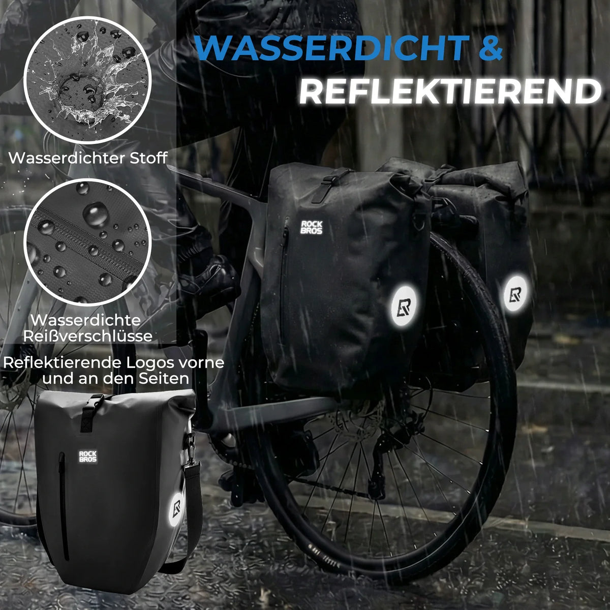 ROCKBROS 15L-20L Cykel bagagebærertaske 3-i-1
