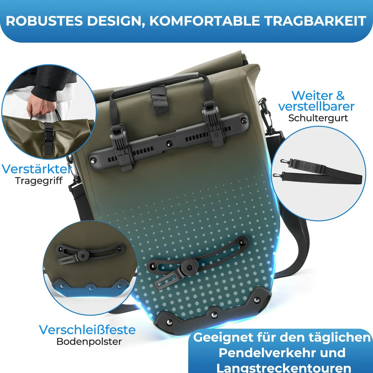 ROCKBROS 15L-20L Cykel bagagebærertaske 3-i-1