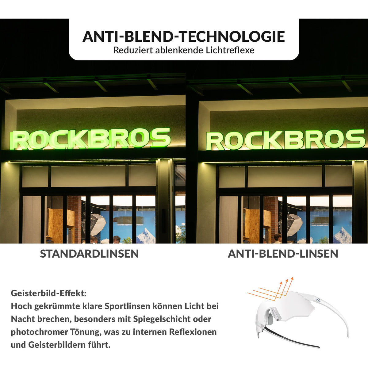 ROCKBROS Cykelbriller Selvvældende UV400-Bes Uden Ramme -SWIFT