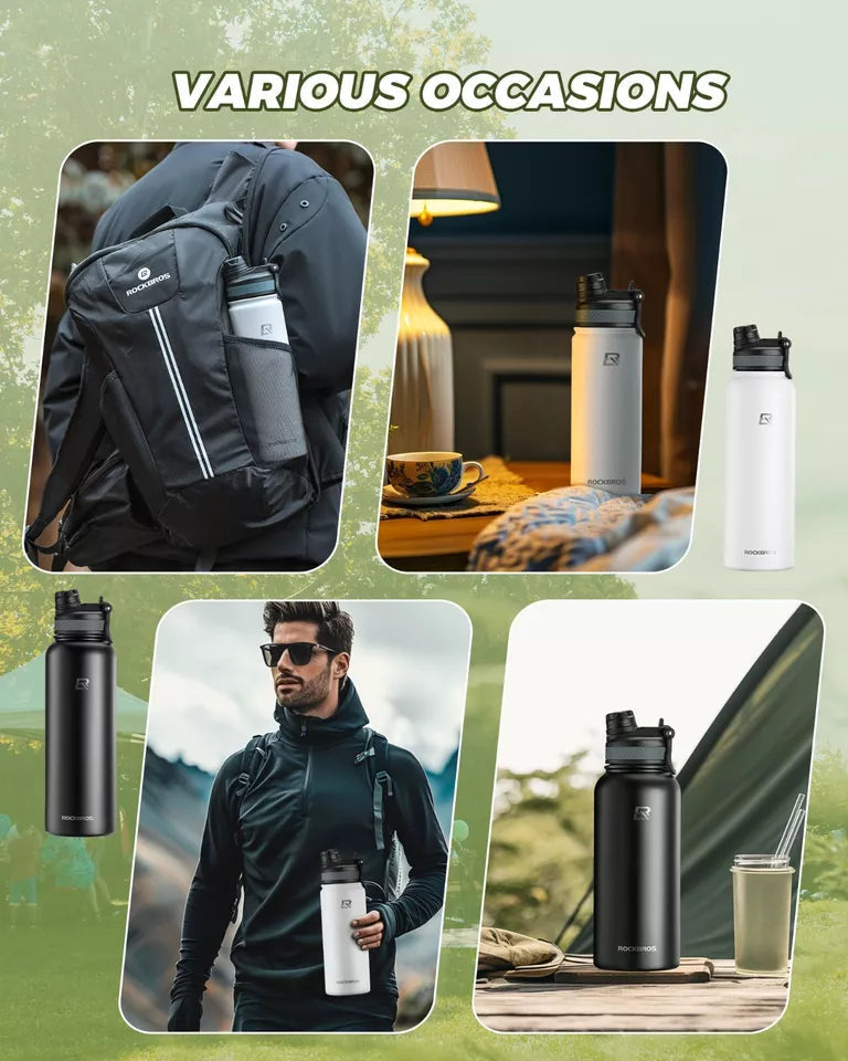 ROCKBROS Drikkeflasche Rustfrit stål 550ml/650ml/1000ml/1200ml Isolerkanne BPA-fri Cykelflasche