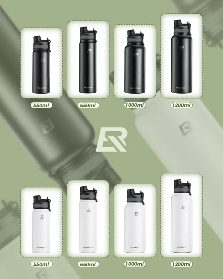 ROCKBROS Drikkeflasche Rustfrit stål 550ml/650ml/1000ml/1200ml Isolerkanne BPA-fri Cykelflasche