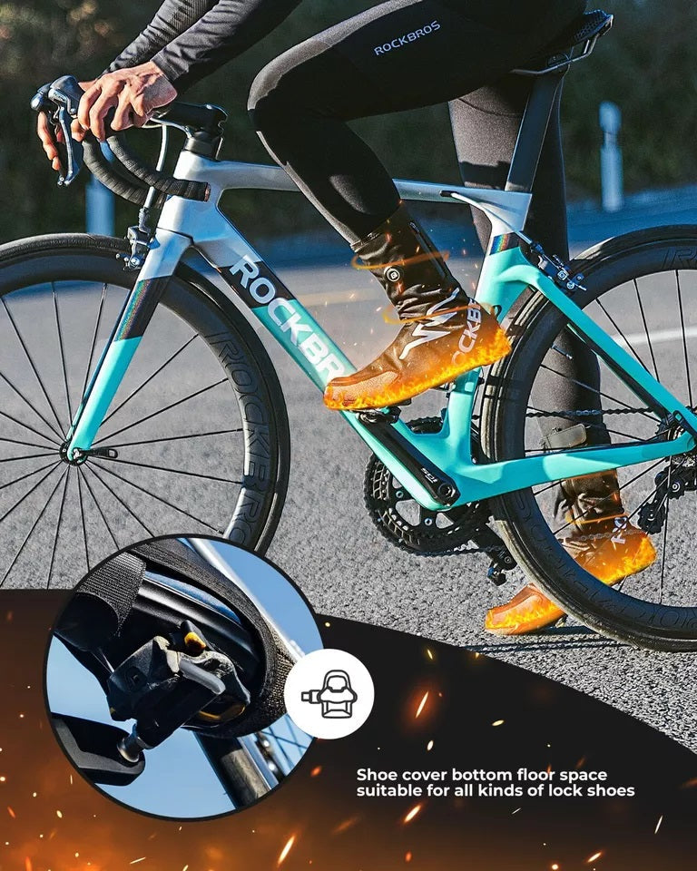 ROCKBROS opvarmede overtrækssko Vintervarm med 5000mAh batteri Vinterskoovertræk Termisk skoovertræk Vandtæt vindtæt cykelovertræk til kvinder/mænd