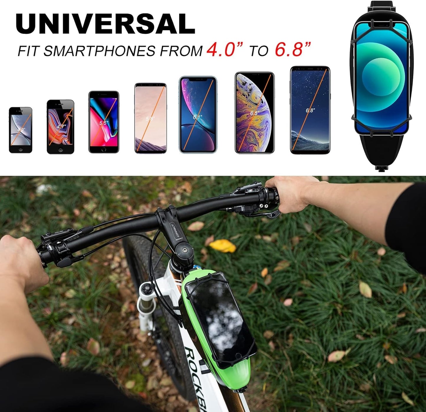 ROCKBROS cykeltaske steltaske med mobiltelefonholder til 4-6,5 tommer mobiltelefon