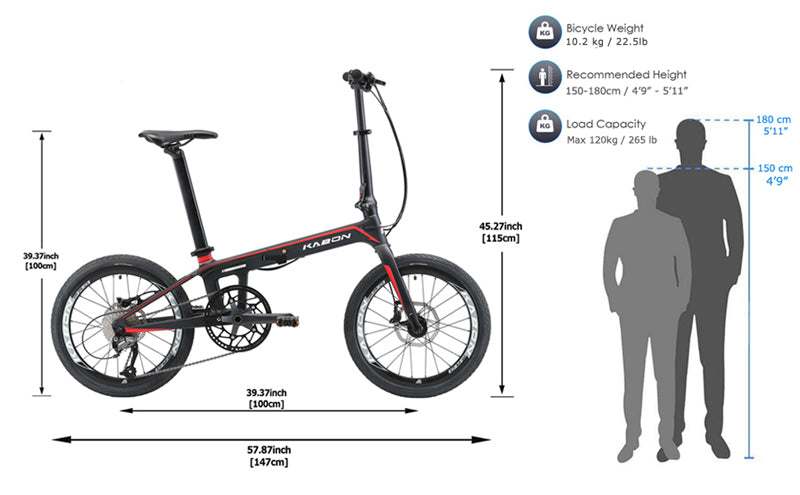 KABON City foldecykel carbon Shimano Altus 9S 20 tommer med carbon hjul