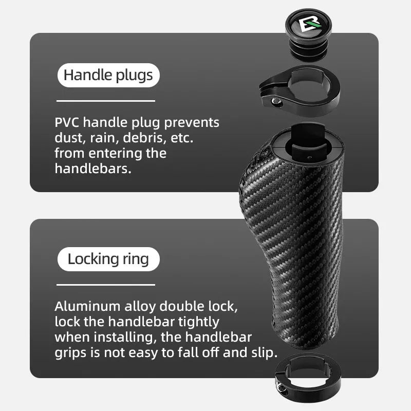 ROCKBROS Cykelgreb Carbon Mønster Cykelhåndtag Dobbeltlås 22,2 mm