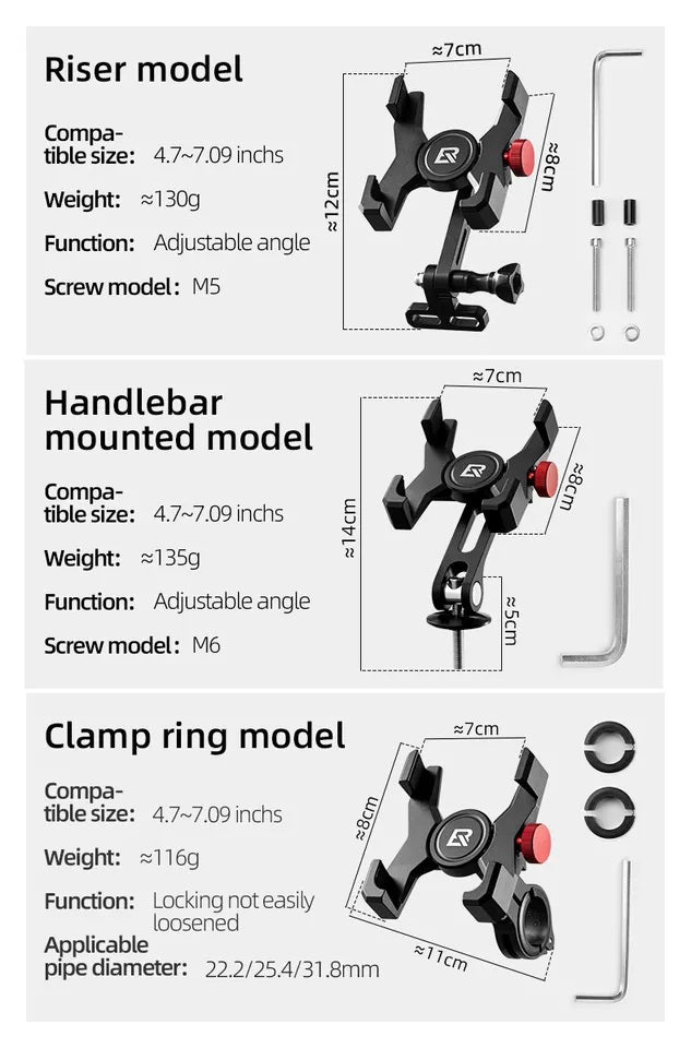 ROCKBROS cykel mobiltelefon holder styr telefon holder til smartphone 4,7-7,09 tommer