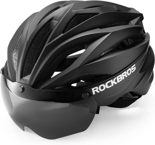 ROCKBROS voksen cykelhjelm med visir Magnetisk aftagelig åndbar justerbar til mænd og kvinder 58-62 cm