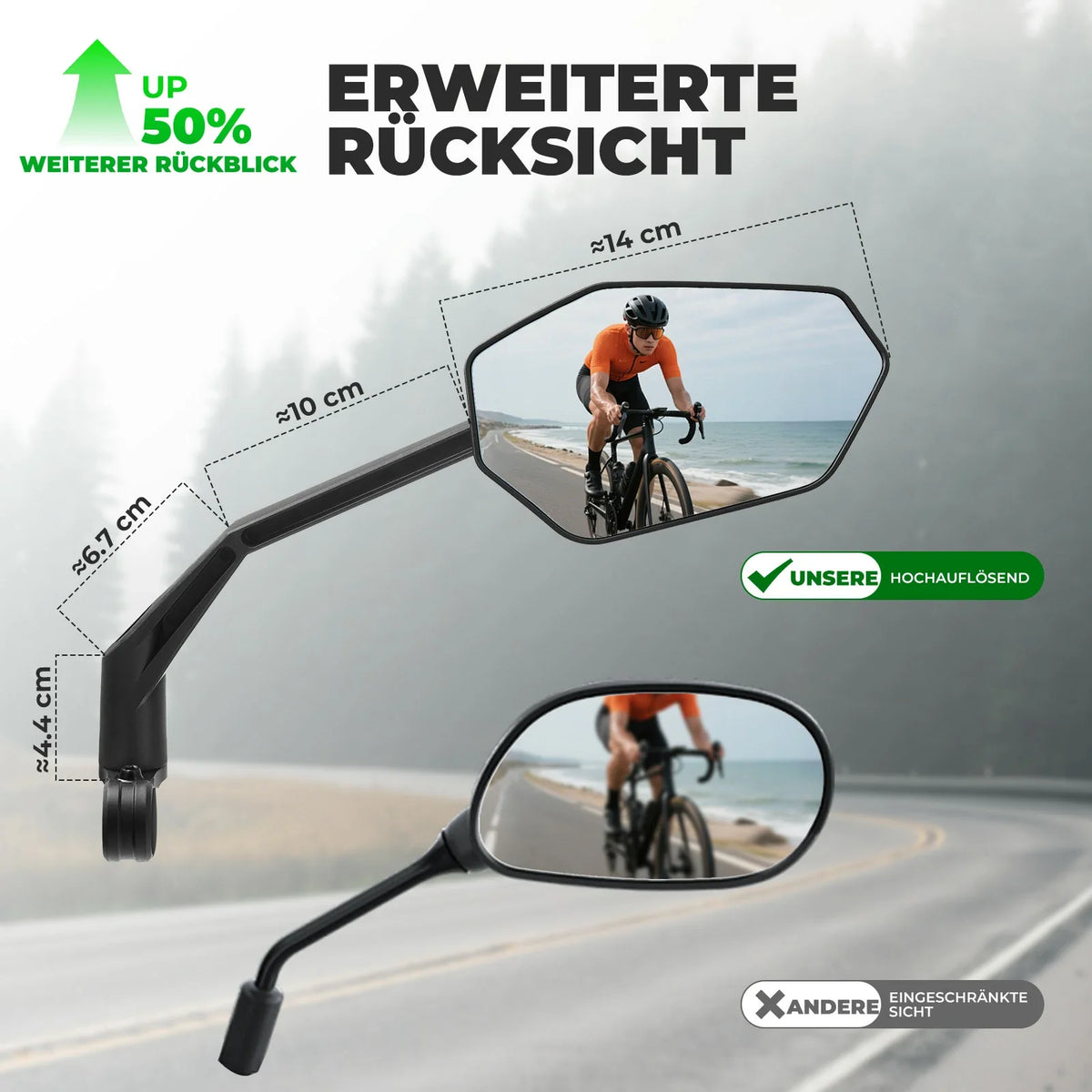 ROCKBROS Cykel-bag spejl til cykelstyr 20–23 mm