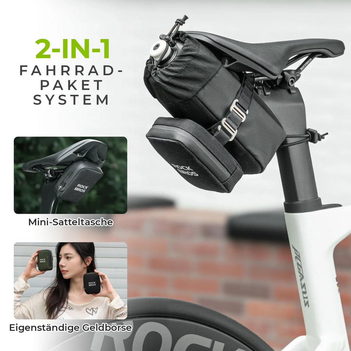 ROCKBROS Cykelsadeltaske med flaskeholder og 0,3L mini bærbar cykelsadeltaske
