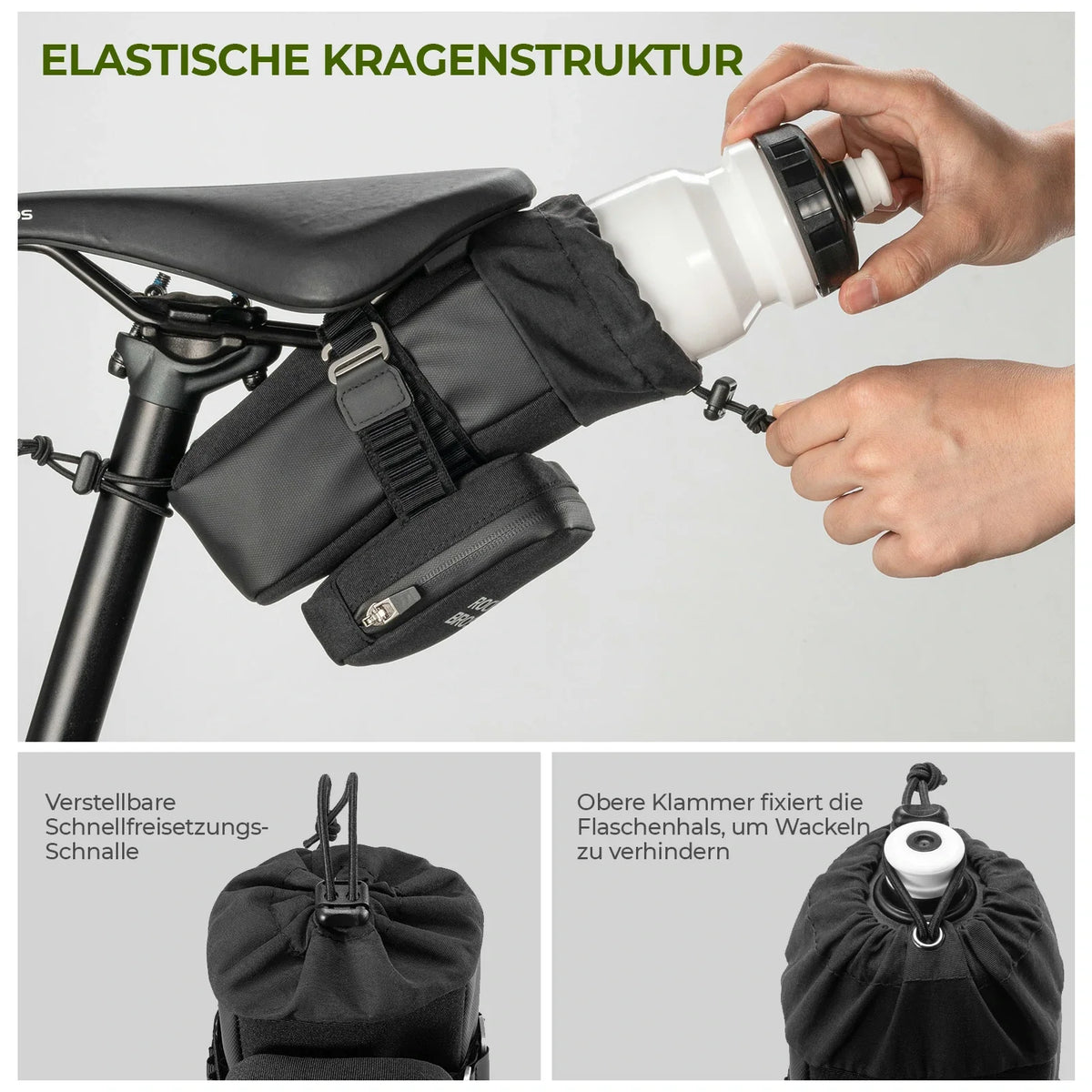 ROCKBROS Cykelsadeltaske med flaskeholder og 0,3L mini bærbar cykelsadeltaske
