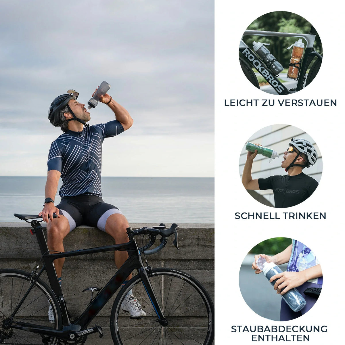 ROCKBROS Cykel Drikkeflaske 670ML Trykbar