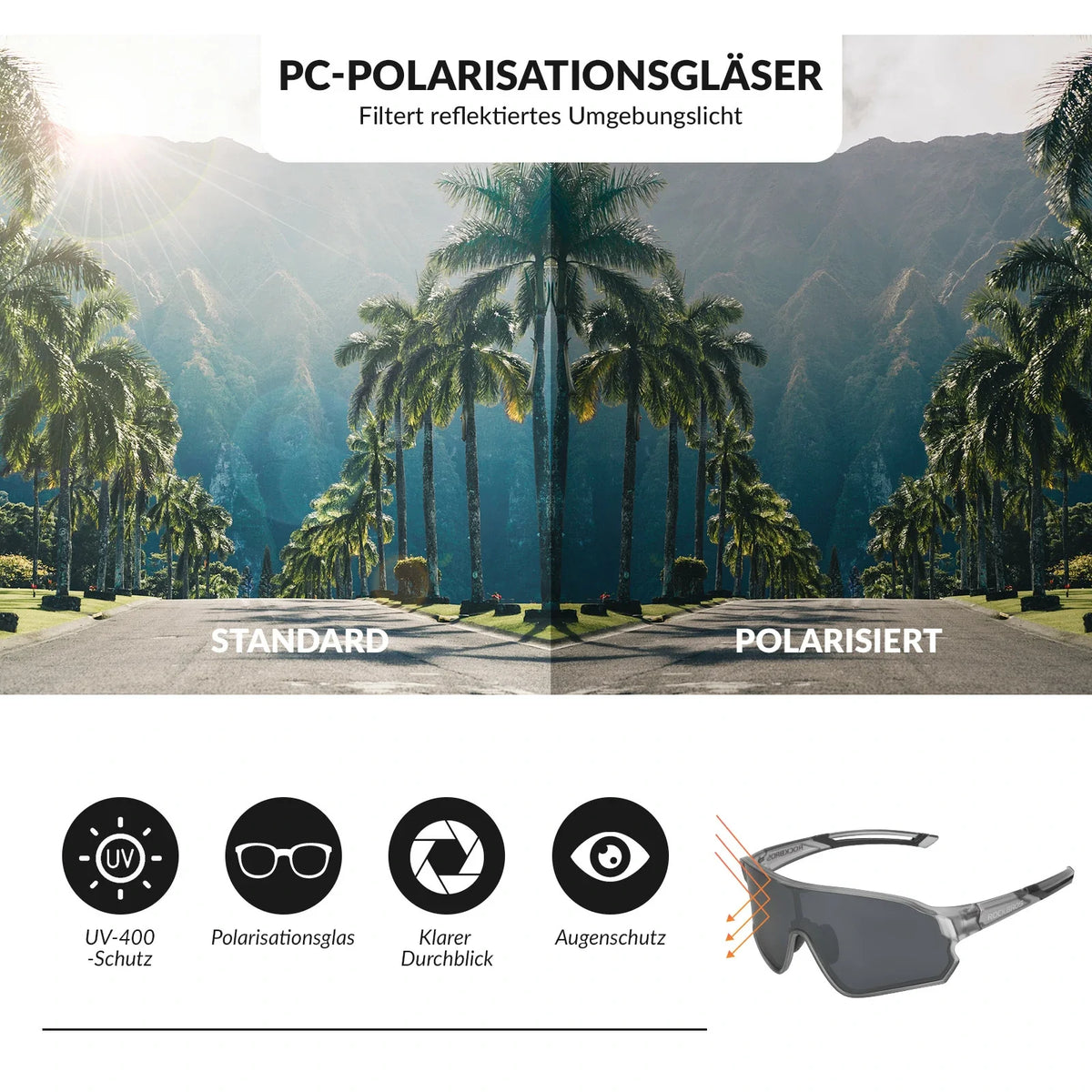 ROCKBROS Fjerlet Polariseret Cykelbrille (UV400)