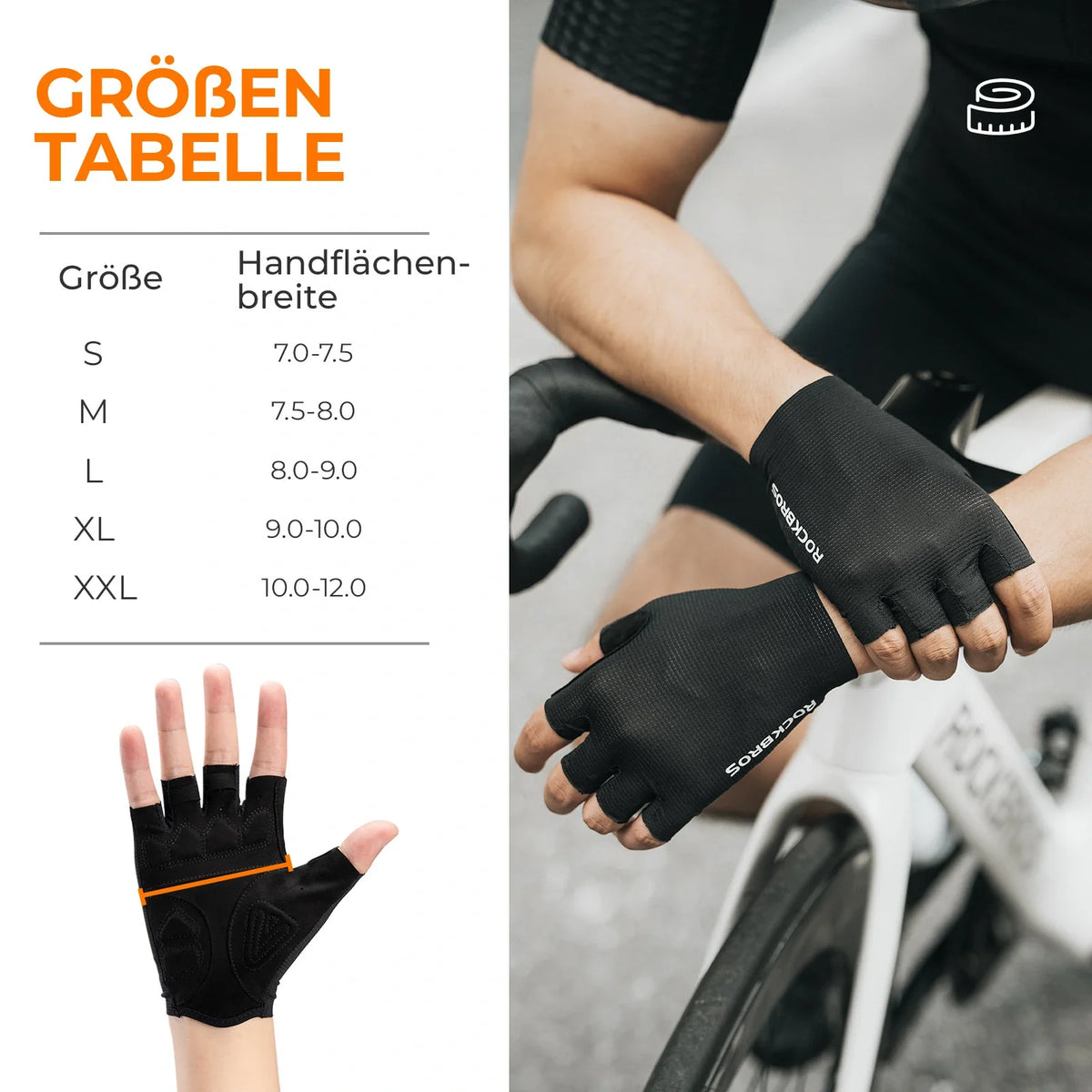 ROCKBROS Cykelhandsker halvfinger med støddæmpende SBR-polstring - S396